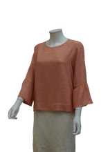 Load image into Gallery viewer, 3/4 BELL SLEEVE WITH GATHERS LINEN BLOUSE
