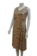 Load image into Gallery viewer, S/LESS V NECK SIDE PLEAT FLORAL LINEN DRESS
