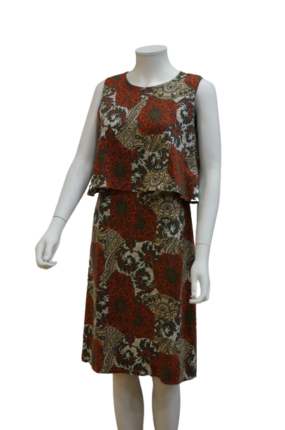 S/LESS DOUBLE LAYER PRINTED LINEN VISCOSE DRESS