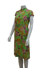 Load image into Gallery viewer, CAP SLEEVE MANDARIN COLLAR FLORAL VISCOSE DRESS
