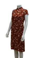 Load image into Gallery viewer, CAP SLEEVE MANDARIN COLLAR FLORAL VISCOSE DRESS
