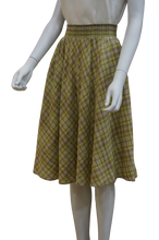 Load image into Gallery viewer, SMOCKED WAIST CHECKERED COTTON MIX CIRCULAR SKIRT
