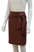 Load image into Gallery viewer, LINEN KNEELENGTH SKIRT WITH SASH
