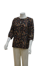 Load image into Gallery viewer, 3/4 SLEEVE WITH GATHERED KEYHOLE BLOUSE
