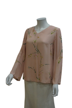 Load image into Gallery viewer, BELL SLEEVE V NECK FLORAL VISCOSE BLOUSE
