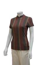 Load image into Gallery viewer, S/SLEEVE MANDARIN COLLAR PRINTED VISCOSE JERSEY TOP
