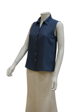 Load image into Gallery viewer, S/LESS SHIRT COLLAR LINEN BLOUSE

