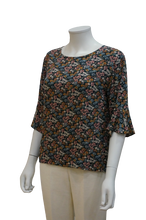 Load image into Gallery viewer, S/SLEEVE WITH RUFFLE FLORAL VISCOSE BLOUSE
