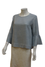 Load image into Gallery viewer, 3/4 BELL SLEEVE WITH GATHERS LINEN BLOUSE
