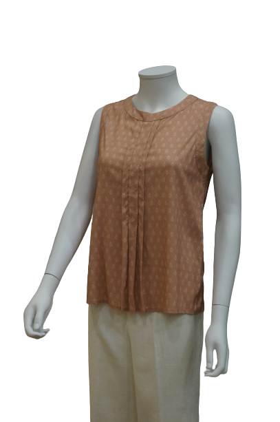 S/LESS R NECK FRT PLEAT U BLOUSE